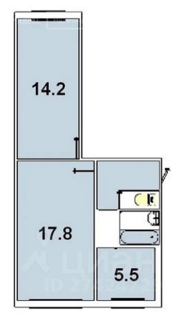 2-комн.кв., 45 м², этаж 1