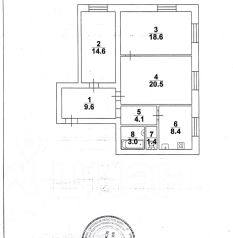 3-комн.кв., 81 м², этаж 1