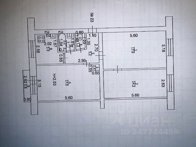 Продается1/4квартиры,63,9/47/5,9м²