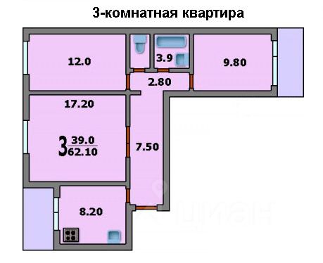 Продается8/9квартиры,64,4/39/8,2м²