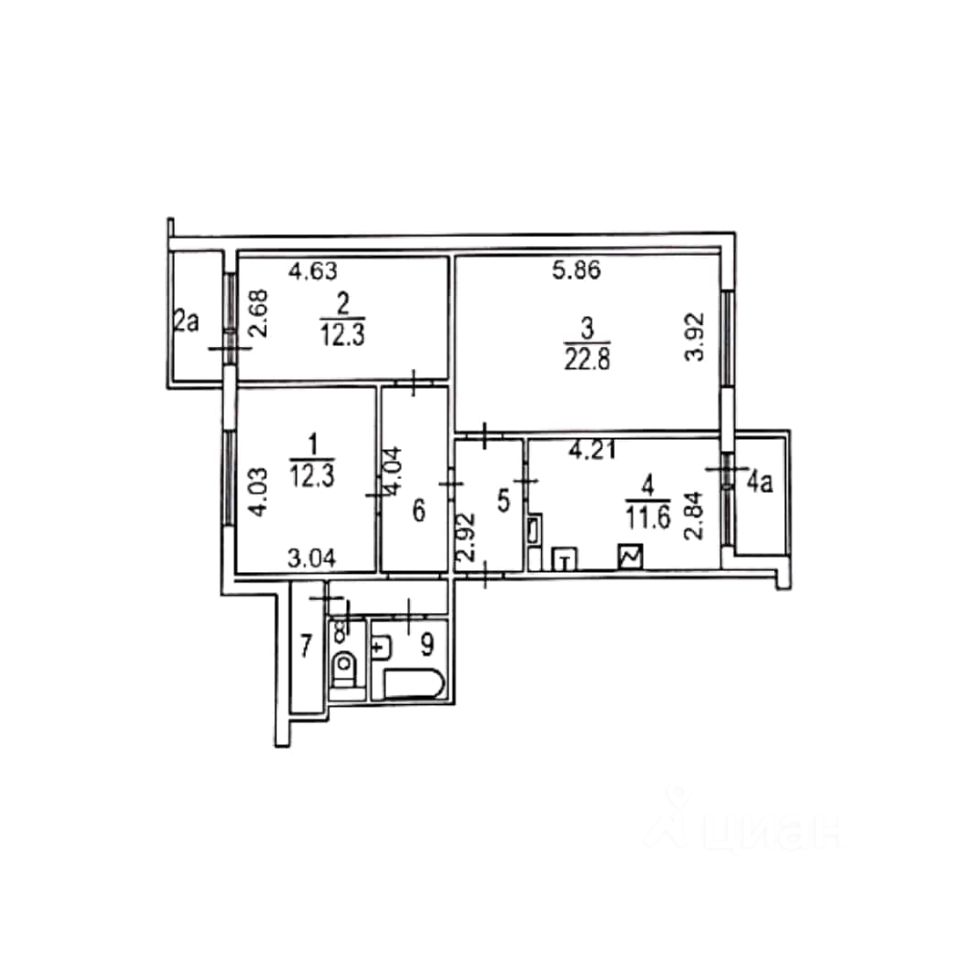 Купить долю в квартире 77,8м² ул. Новокрюковская, 1824, Зеленоград, м.  Зеленоград — Крюково - база ЦИАН, объявление 303034866