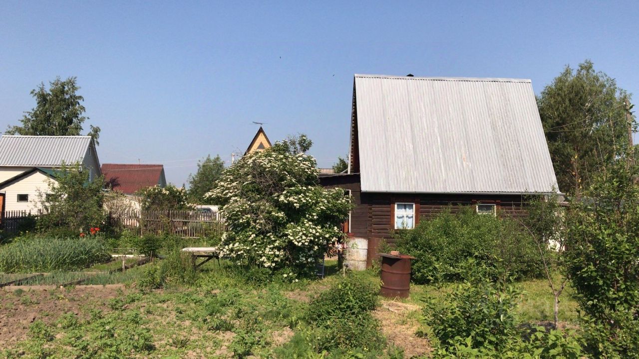 На фотографии изображен деревянный дом в традиционном русском стиле с металлической крышей. Стены выполнены из бруса, что придает зданию естественный вид. Окна обрамлены деревянными рамами, а перед домом расположены цветущие кусты и зелень. Вокруг участка видны грядки с растениями, что свидетельствует о садоводстве. Цветовая палитра включает коричневые и серые оттенки, создавая гармоничное сочетание с природой. Общая атмосфера пространства уютная и спокойная, идеально подходящая для загородной жизни.