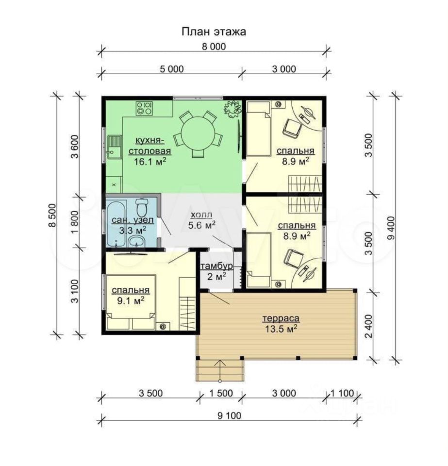 Продается1-этажныйдом,72м²