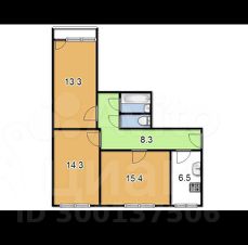 комната 58/15 м², этаж 4