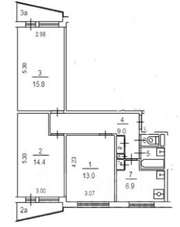 комната 64/14 м², этаж 6