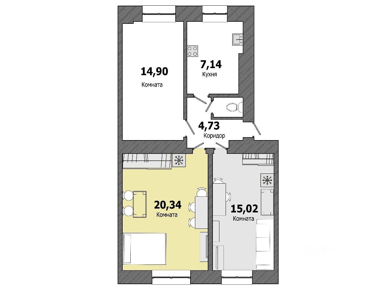 Продаю комнату 35,3м² Лесной просп., 37к1, Санкт-Петербург, м. Лесная -  база ЦИАН, объявление 300975812