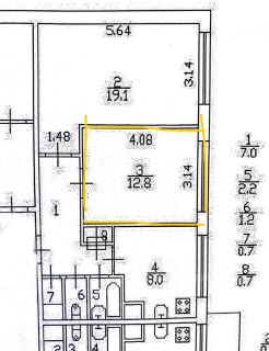 комната 52/13 м², этаж 5