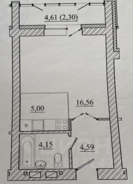 студия, 30 м², этаж 5