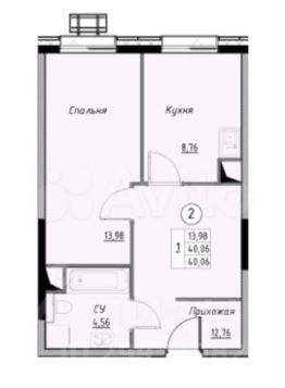 1-комн.кв., 40 м², этаж 17