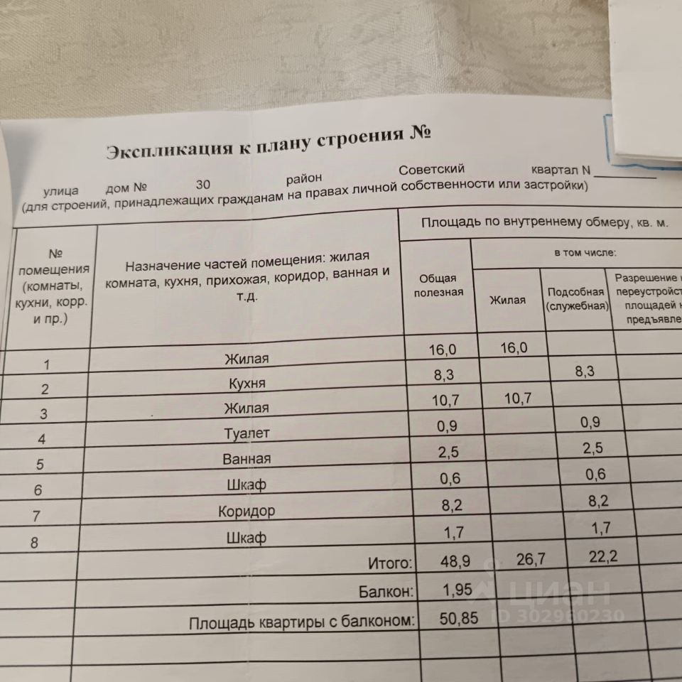 Продажа двухкомнатной квартиры 50,9м² 30, Улан-Удэ, Бурятия респ., Аэропорт  микрорайон - база ЦИАН, объявление 302960230