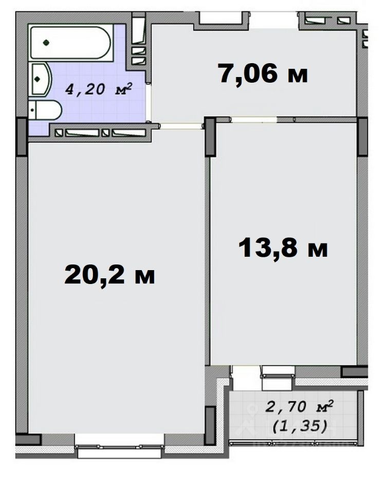 2-к кв. Новосибирская область, Новосибирск Академгородок мкр, бул. Молодежи, 44 (48.0 м²)