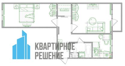 2-комн.кв., 45 м², этаж 1