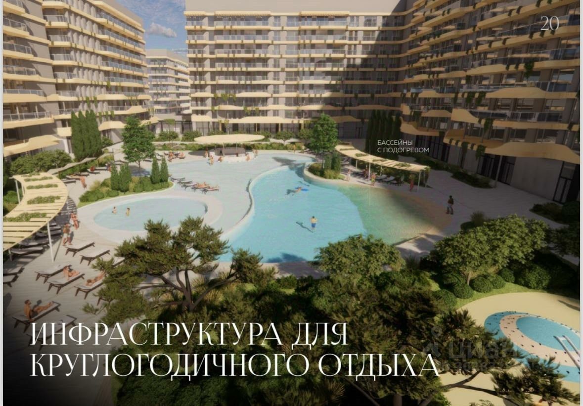 Продаю однокомнатные апартаменты 59,7м² ул. Железнодорожная, 11, Анапа,  Краснодарский край, Анапский район - база ЦИАН, объявление 302832959