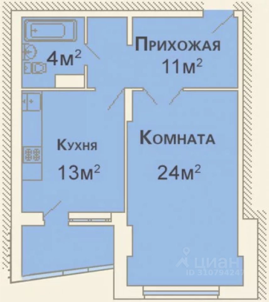 Однокомнатная квартира в дубках