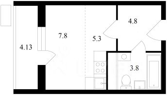 студия, 24 м², этаж 4