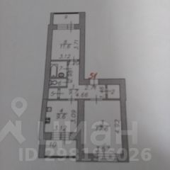 2-комн.кв., 56 м², этаж 3