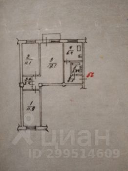 3-комн.кв., 59 м², этаж 4