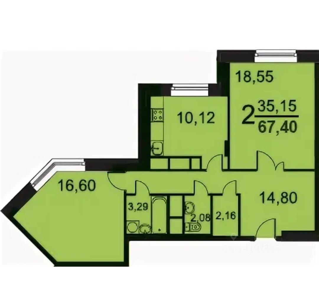 Продажа двухкомнатной квартиры 67,5м² просп. Ленина, 76, Балашиха,  Московская область, Балашихинский район, Балашиха городской округ, м.  Новогиреево - база ЦИАН, объявление 288600991