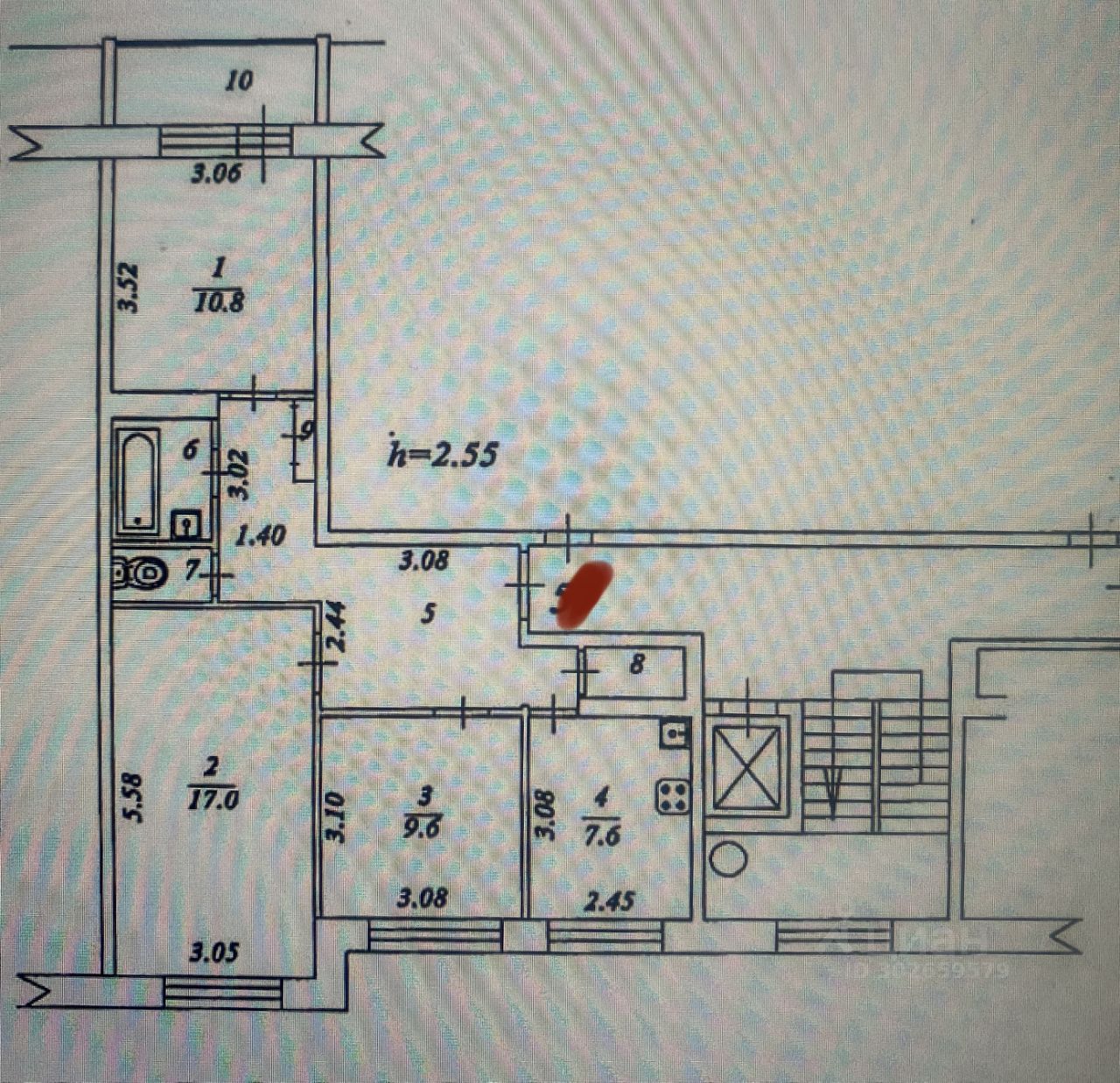 Продажа трехкомнатной квартиры 62,5м² ул. Свердлова, 41, Балашиха,  Московская область, Балашихинский район, Балашиха городской округ, м.  Щёлковская - база ЦИАН, объявление 302659579