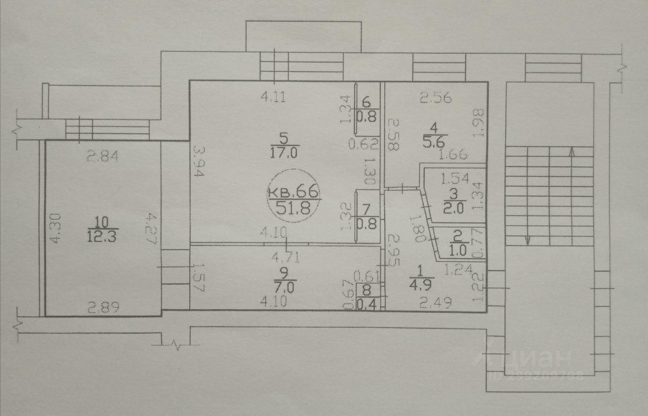 Продажа двухкомнатной квартиры 51,8м² ул. Пушкина, 15, Барабинск,  Новосибирская область - база ЦИАН, объявление 299209798