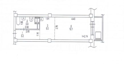 студия, 24 м², этаж 13