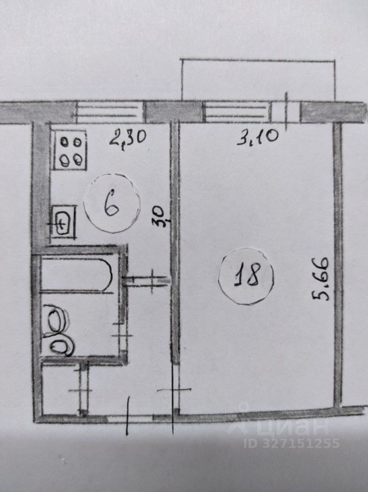 1-к кв. Белгородская область, Белгород Садовая ул., 69а (30.3 м²)