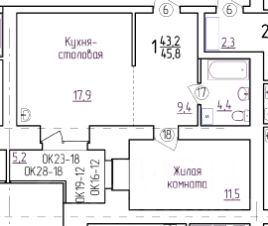 1-комн.кв., 46 м², этаж 7