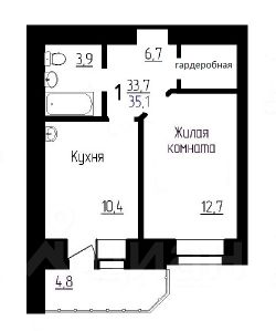 1-комн.кв., 35 м², этаж 5