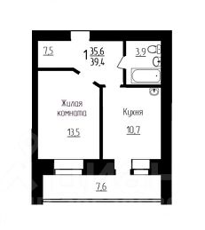 1-комн.кв., 40 м², этаж 7