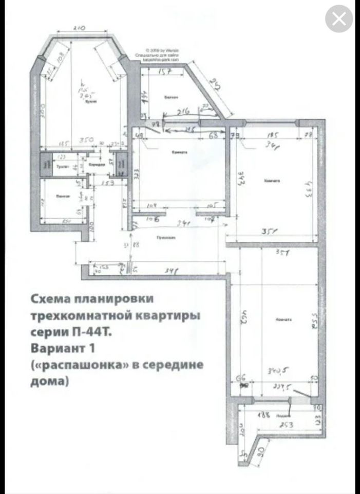 Дизайн проект п44 трехкомнатная