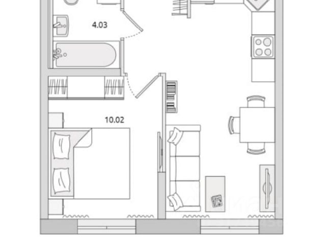 1-комн., 33,3 м², 2/21 этаж