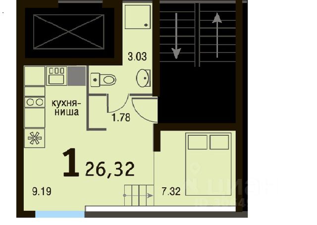 Студия, 26,5 м², 4/4 этаж