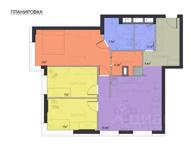 3-комн., 90 м², 18/22 этаж