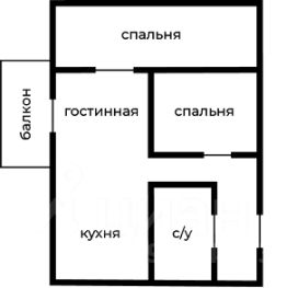 2-комн.кв., 44 м², этаж 2