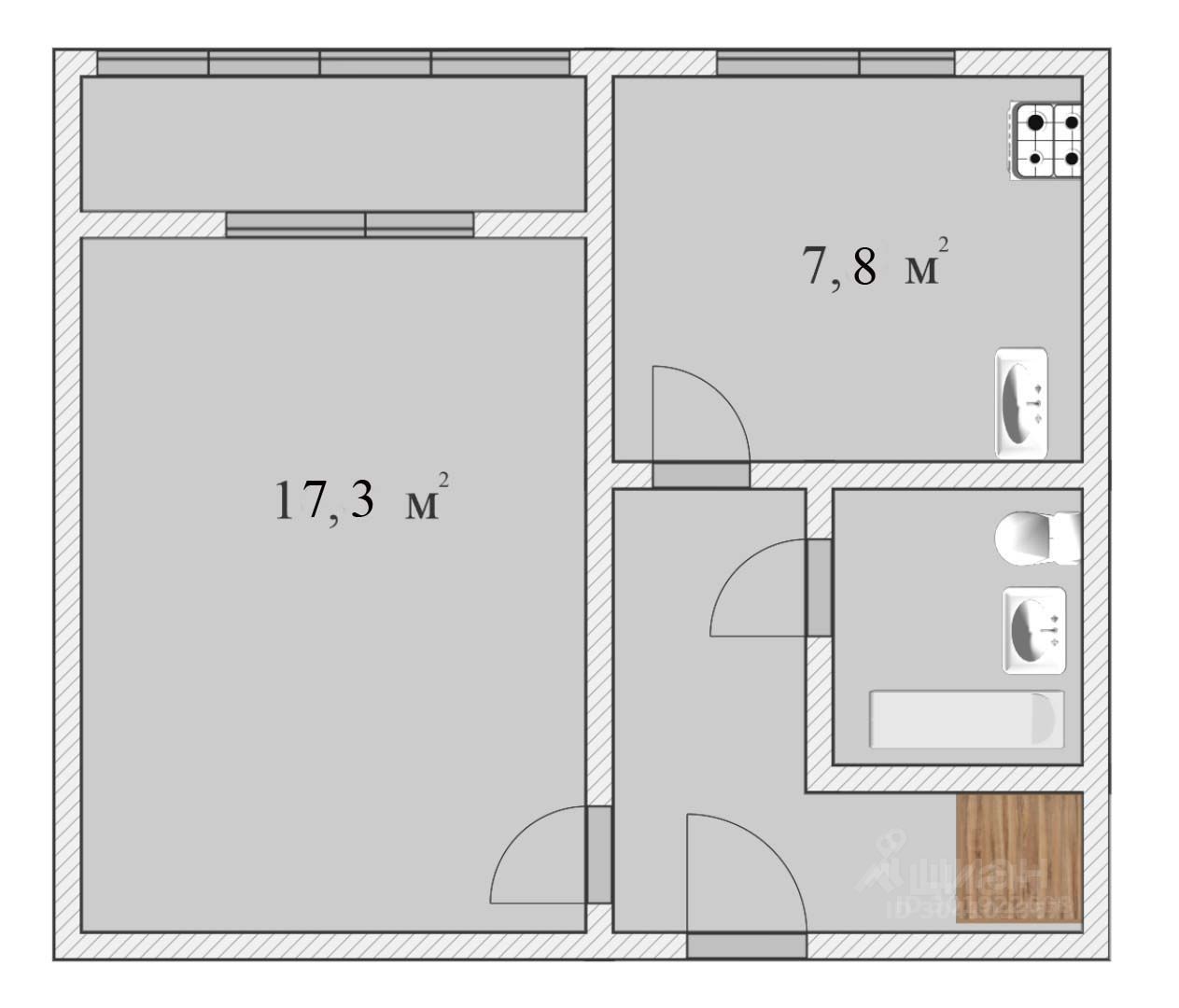 Продажа однокомнатной квартиры 35,9м² ул. Курчатова, 8Б, Челябинск,  Челябинская область - база ЦИАН, объявление 304102867