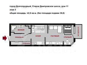 студия, 43 м², этаж 5