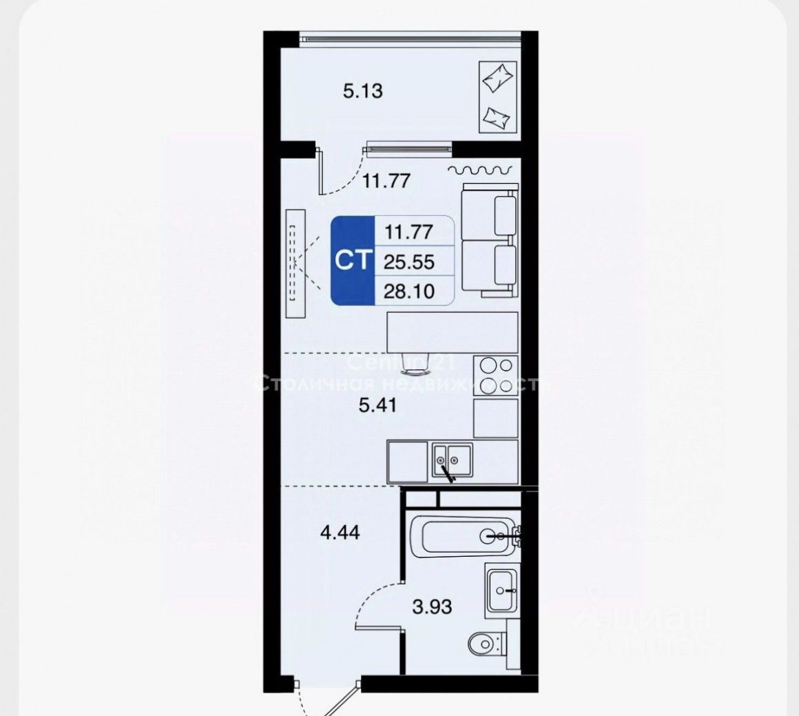 Купить квартиру-студию 28,1м² ул. Современников, 8, Домодедово, Московская  область, Домодедово городской округ, м. Подольск - база ЦИАН, объявление  299766633