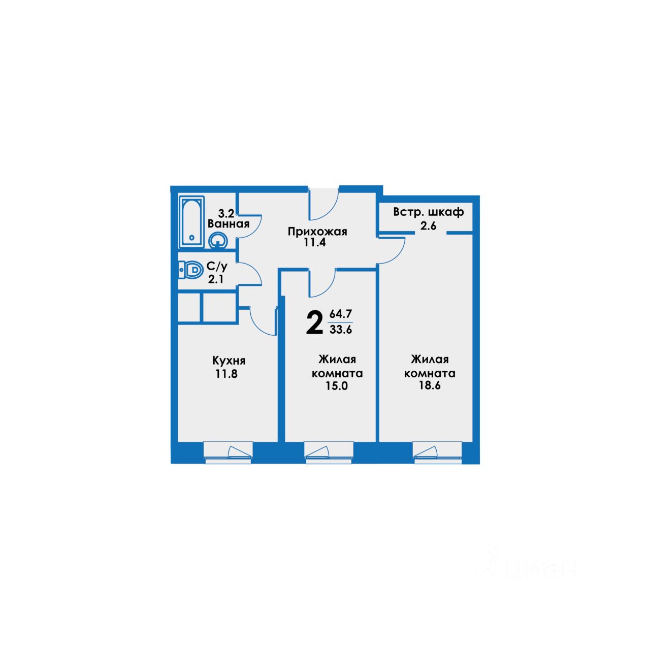 Продается2-комн.квартира,65,4м²