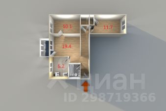 3-комн.кв., 56 м², этаж 5