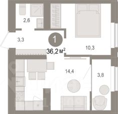 1-комн.кв., 37 м², этаж 4