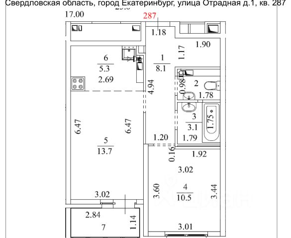1-комн., 44 м², 22/26 этаж
