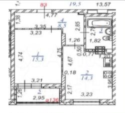 1-комн.кв., 43 м², этаж 10