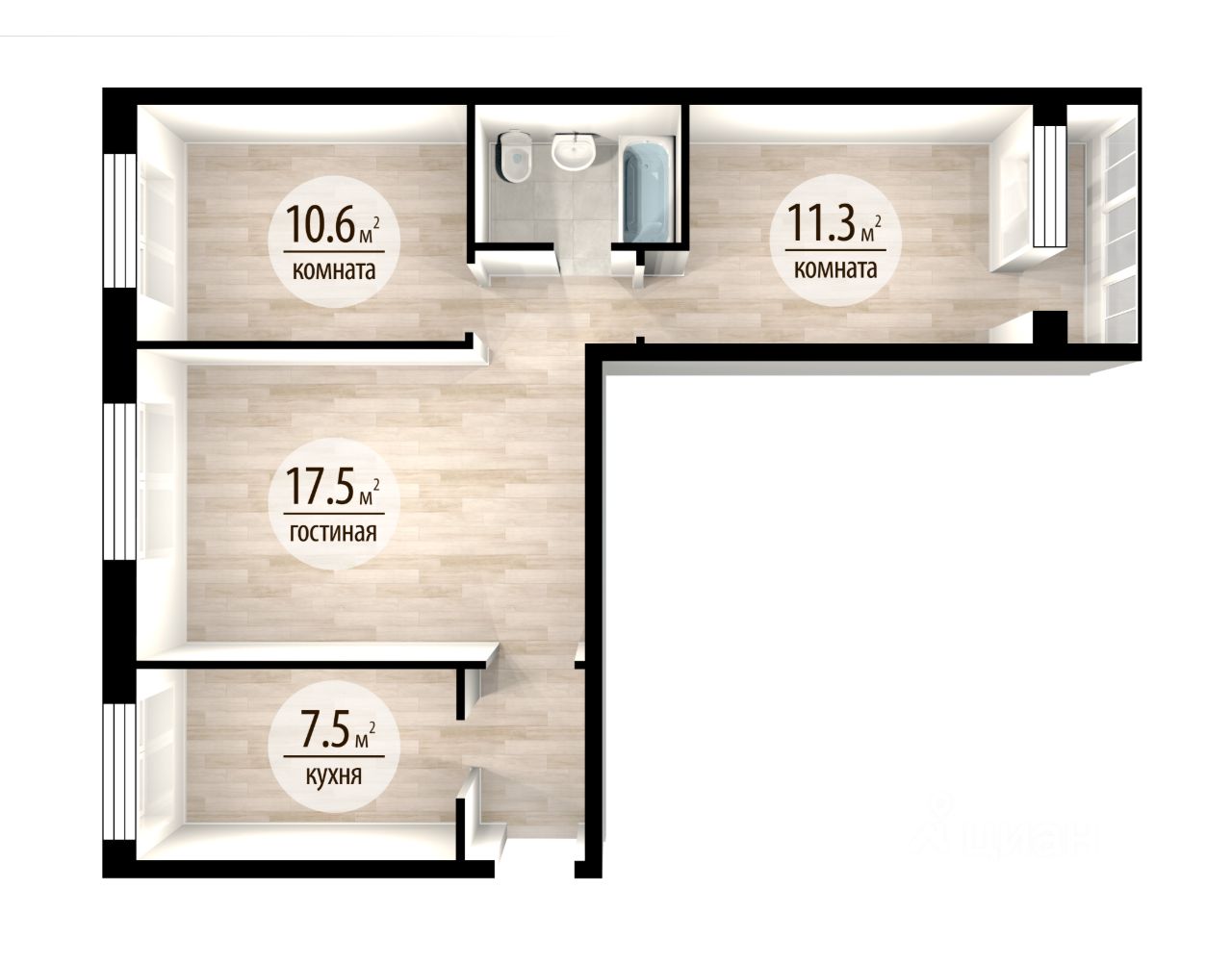 Продаю трехкомнатную квартиру 58м² ул. Серафимы Дерябиной, 51,  Екатеринбург, Свердловская область, м. Геологическая - база ЦИАН,  объявление 302761061