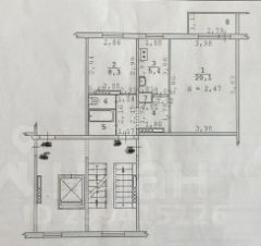 2-комн.кв., 43 м², этаж 3