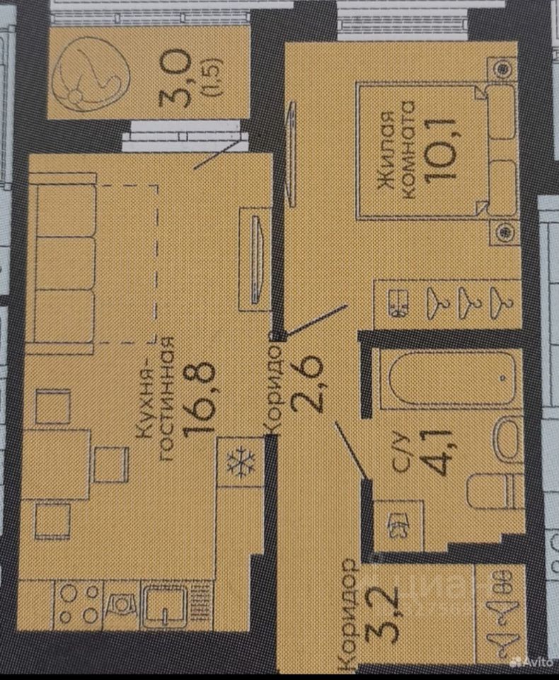 1-к кв. Свердловская область, Екатеринбург ул. Зои Пушкаревой, 2 (38.3 м²)