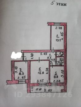 3-комн.кв., 60 м², этаж 5