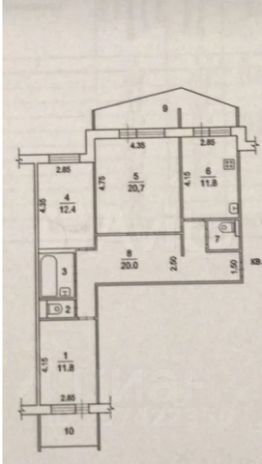 3-комн.кв., 84 м², этаж 8