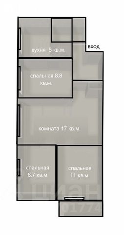 4-комн.кв., 61 м², этаж 4