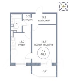 1-комн.кв., 43 м², этаж 5