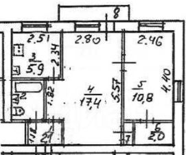 2-комн.кв., 42 м², этаж 4